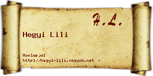 Hegyi Lili névjegykártya
